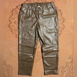 Brown Faux Leather Pants